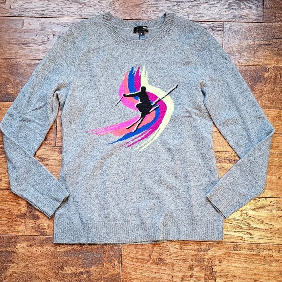 Womens ski sweater Cashmere by Aqua bloomingdales gray size large like new - Picture 2 of 7